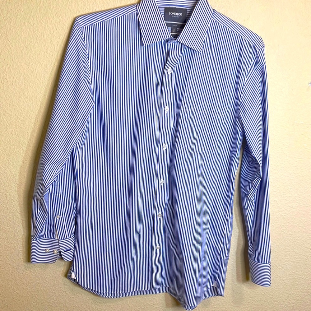 Bonobos Wrinkle Free Slim fit stripped 16-34 shirt.